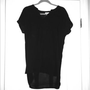 NWT J.Jill Silky Black split neck tunic
